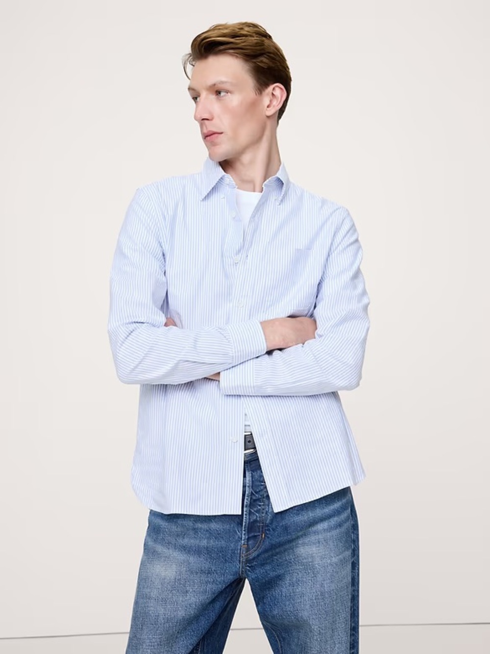NWT Banana Republic Standard Fit Striped Oxford Small Regular